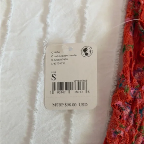 Floral Red Dress with Spaghetti Straps - Picture 3 of 6